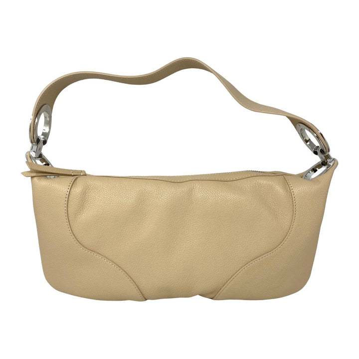 By Far Cotton Lined Amira Kraft Small Grain Leather Bag-Back