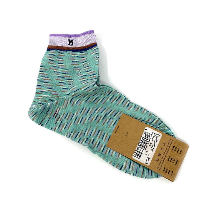 Missoni Aqua Hatch Mark Pattern Ankle Socks-Back