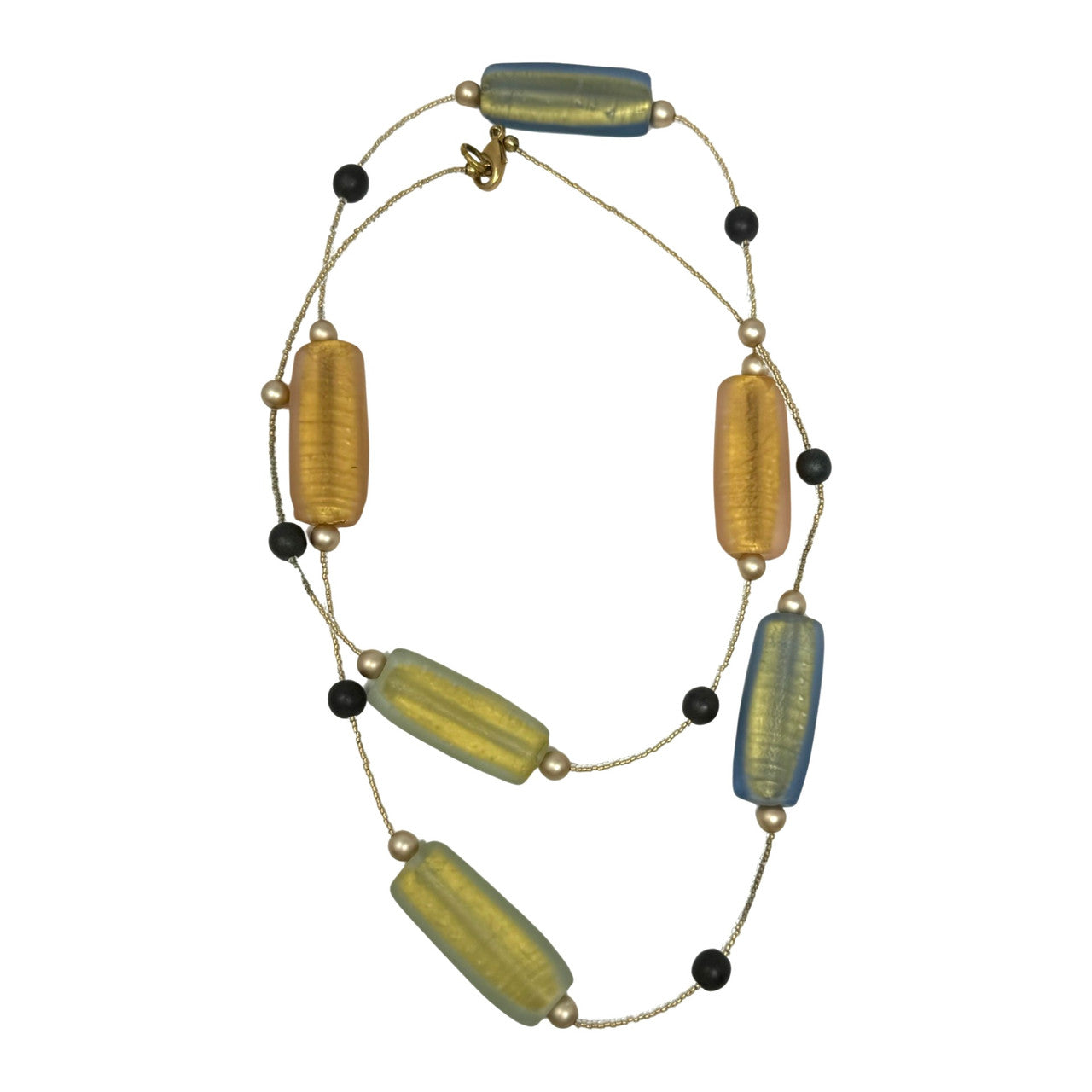 Multicolor Beaded and Rectangular Linked Necklace-Detail