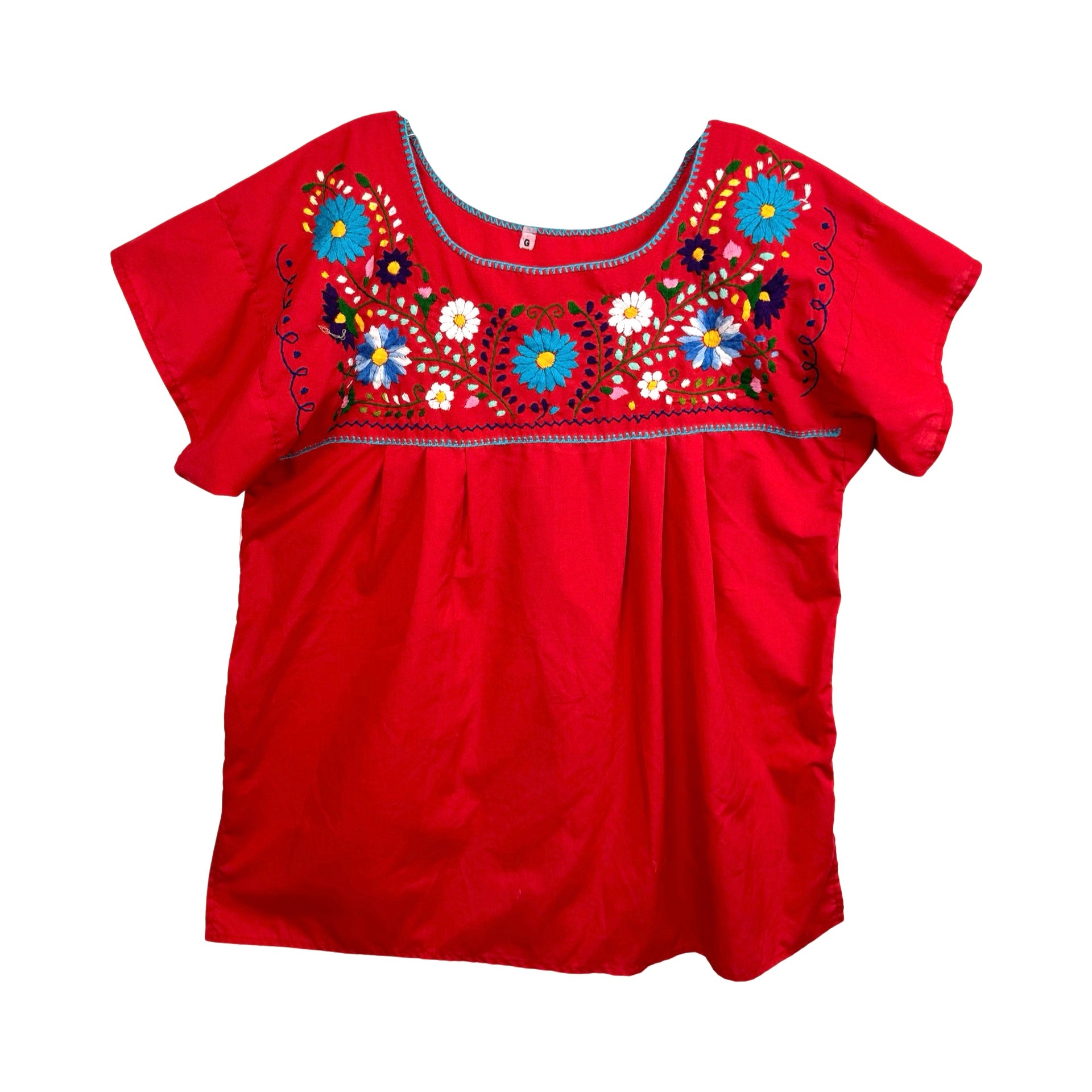 Floral Embroidered Popover Top