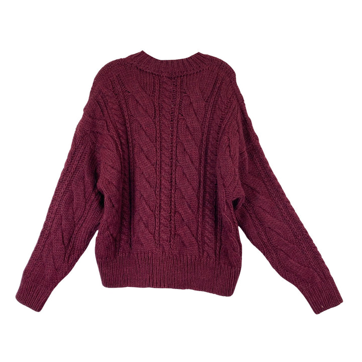 Something Navy Oversized Cable Knit Sweater-red back