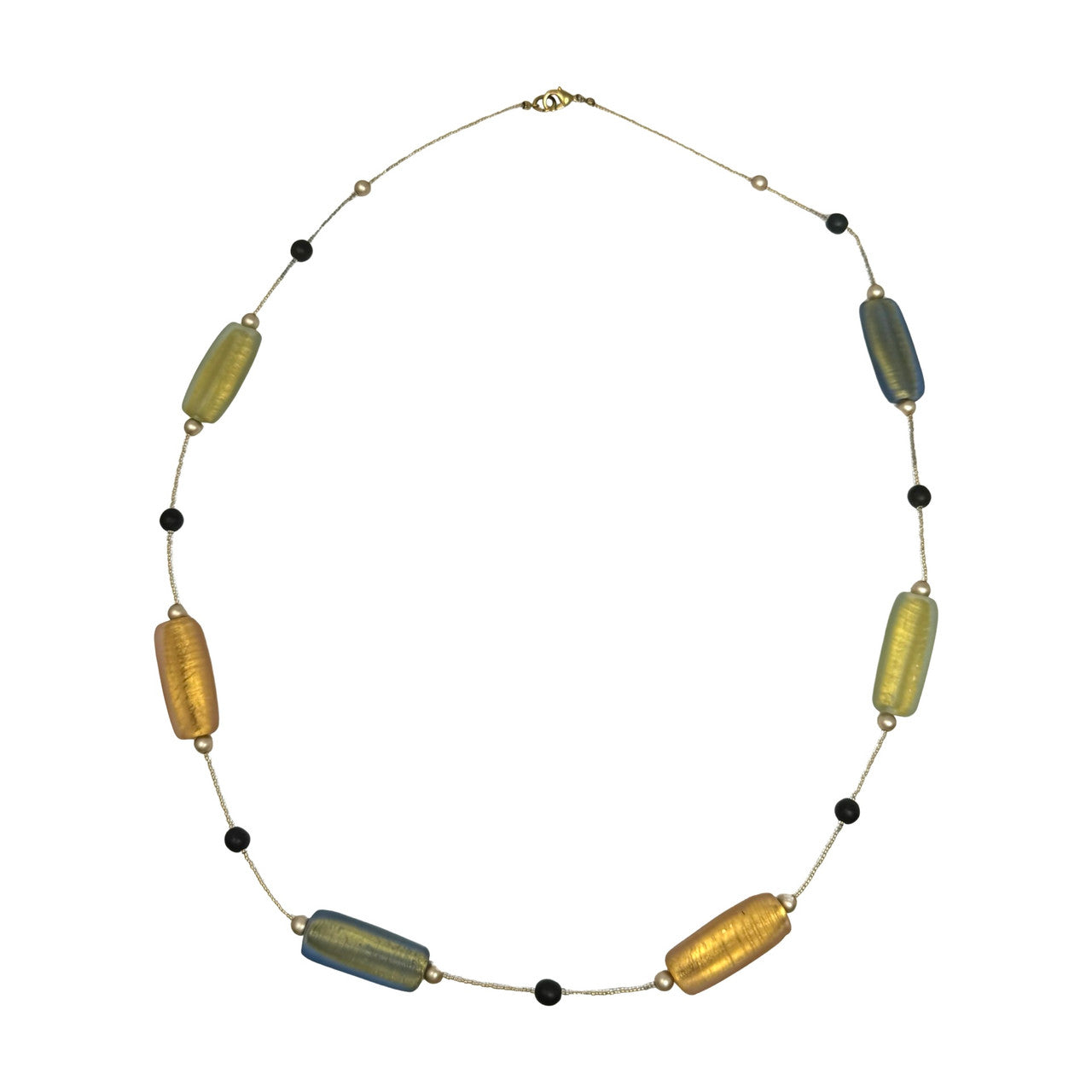 Multicolor Beaded and Rectangular Linked Necklace-Thumbnail