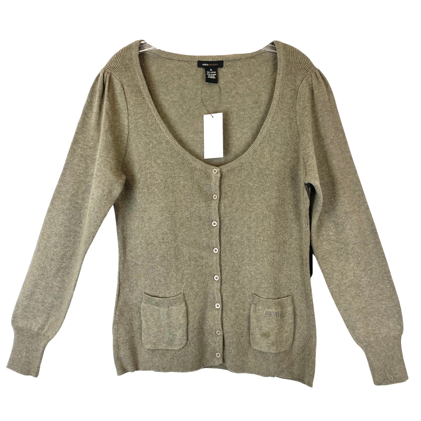 BCBGMAXAZRIA Long Sleeve Knit Button Up-Save for EXPERIMENT