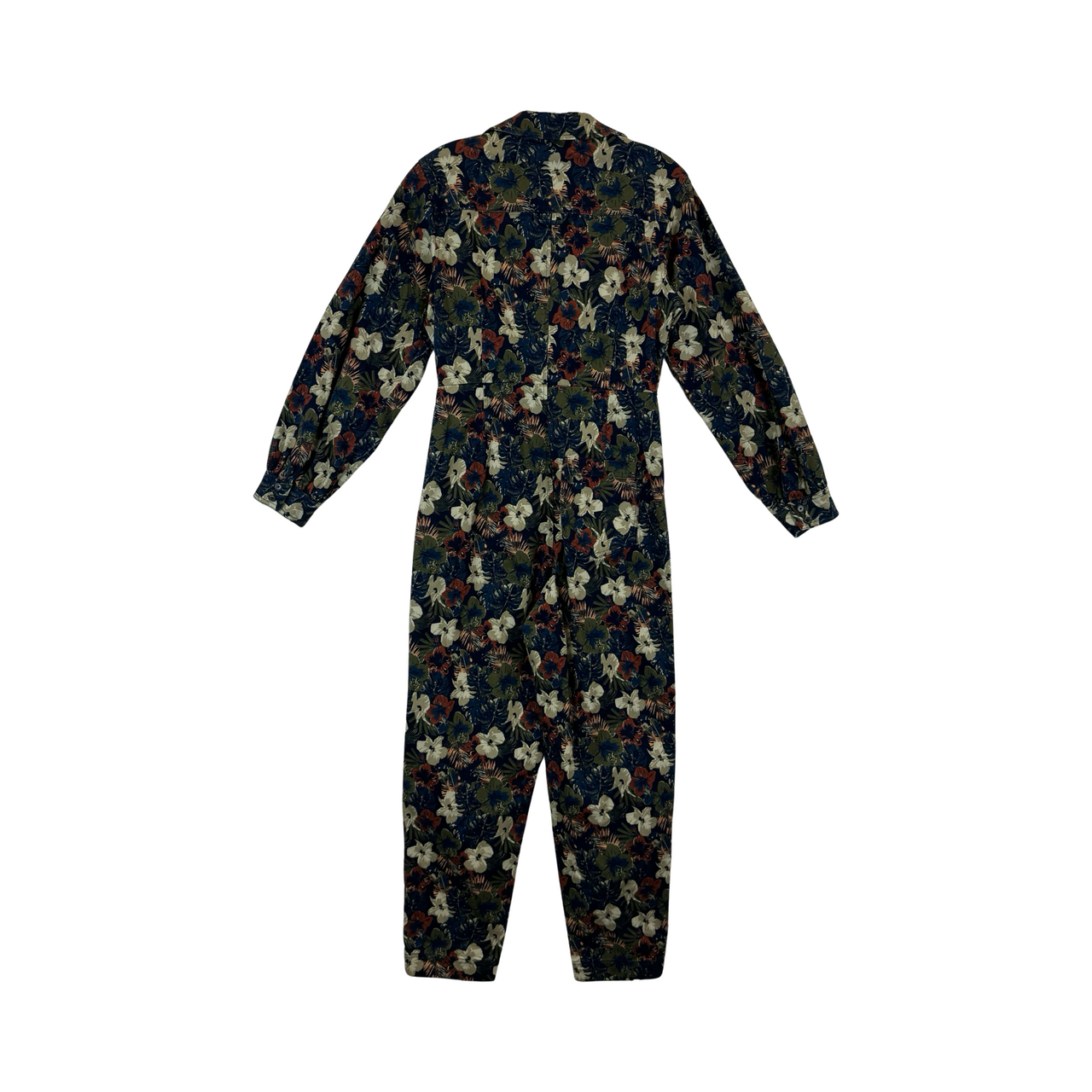 Something Navy Floral Cotton Jumpsuit-Back