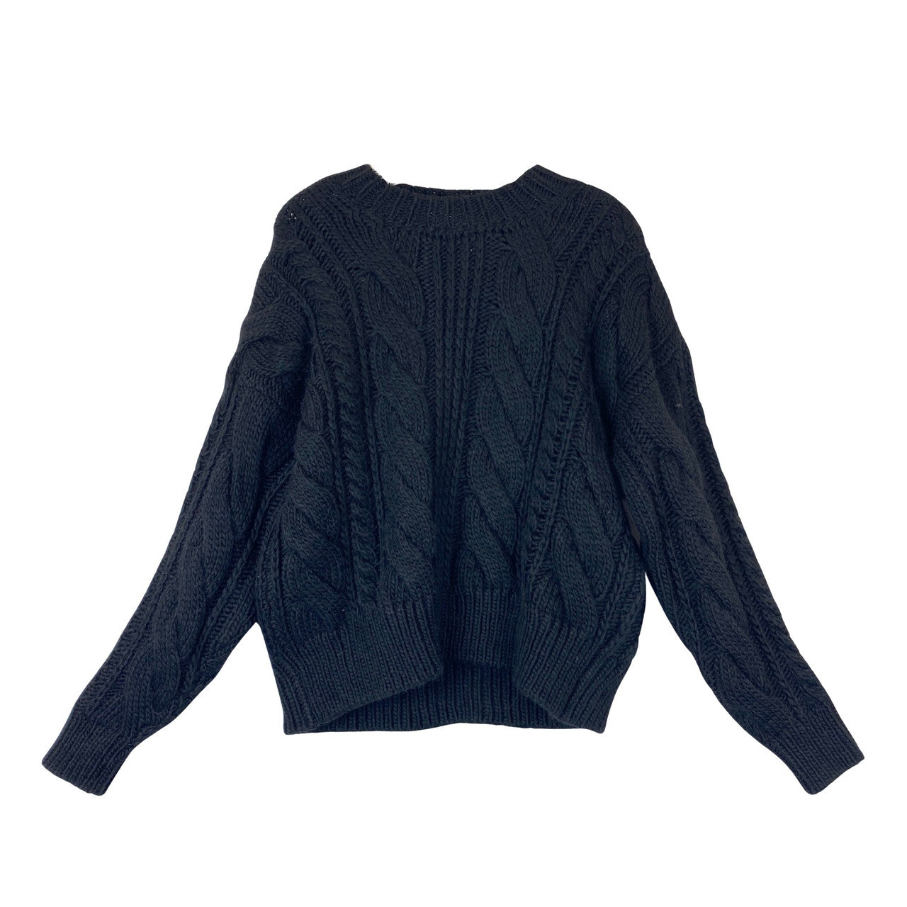 Something Navy Oversized Cable Knit Sweater-black front