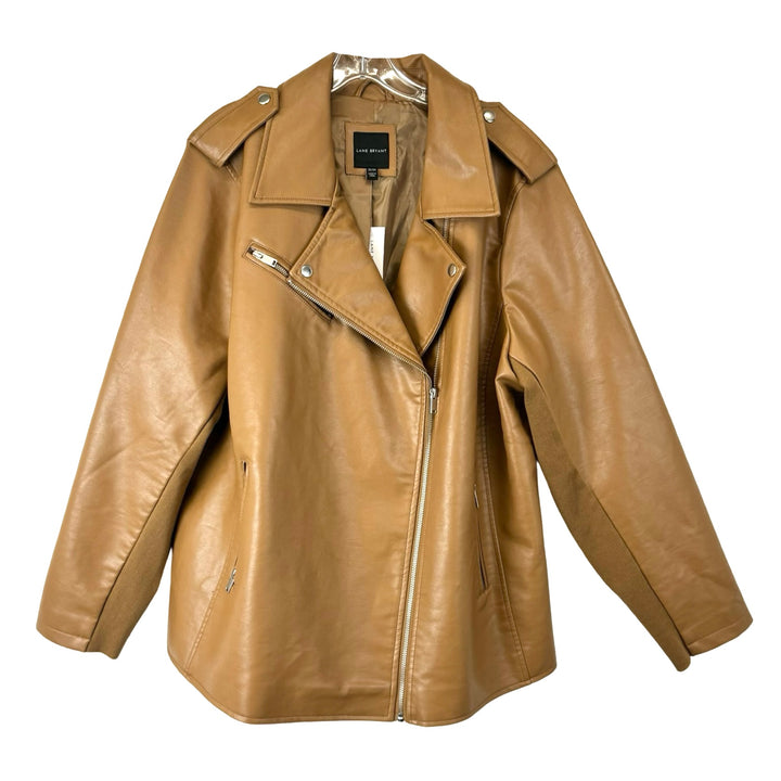 Lane Bryant Tan Faux Leather Moto Jacket