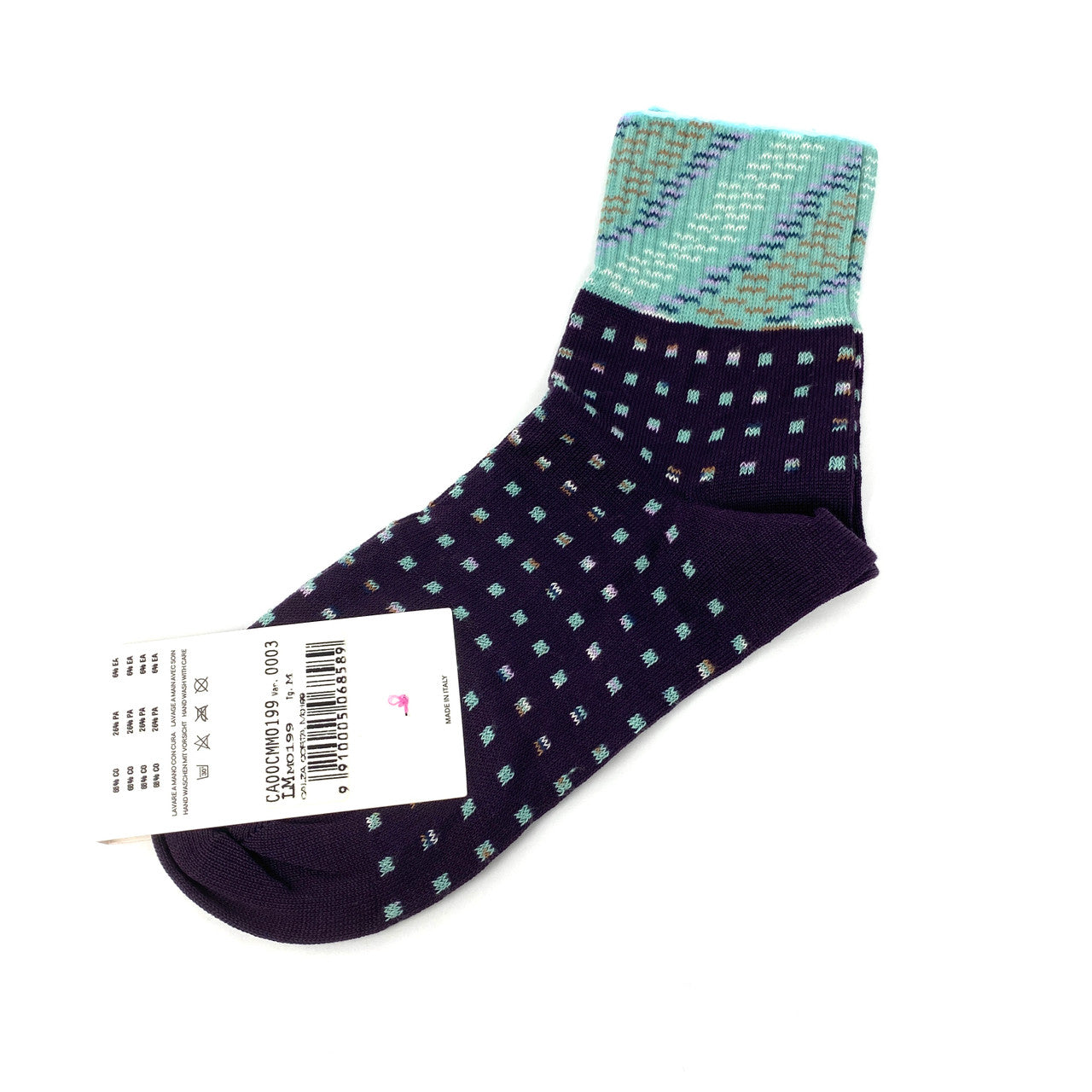 Missoni Aqua and Purple Square Pattern Socks-Back