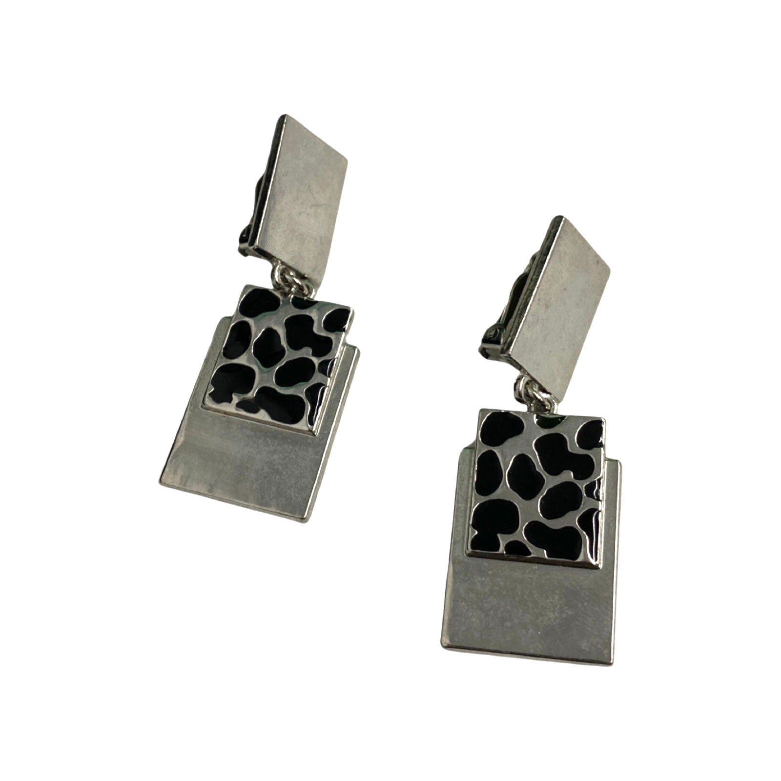 Geometric Animal Print Clip On Earrings