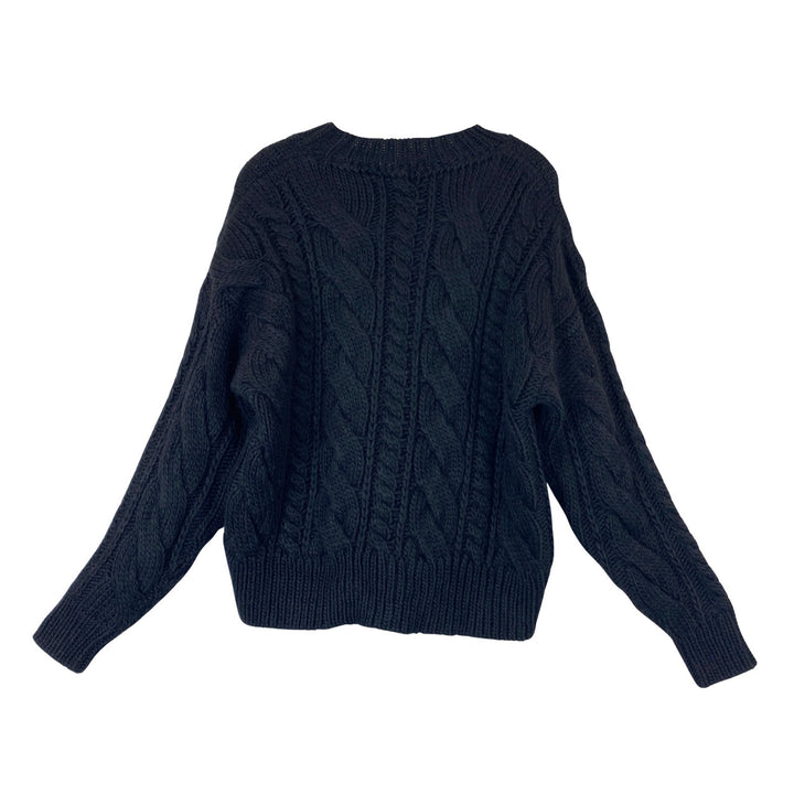 Something Navy Oversized Cable Knit Sweater-black back