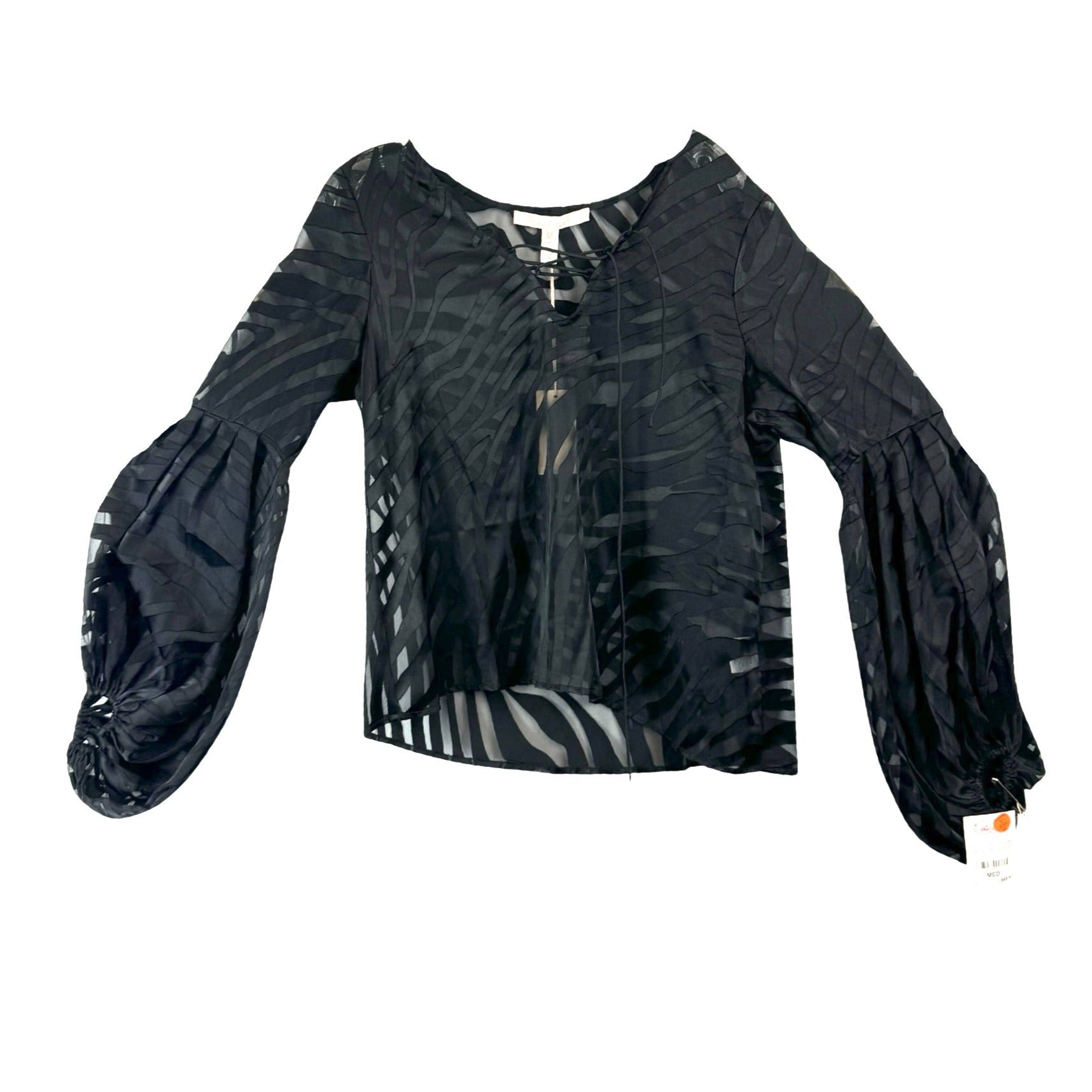 Hutch Sheer Lace up Zebra Print Top