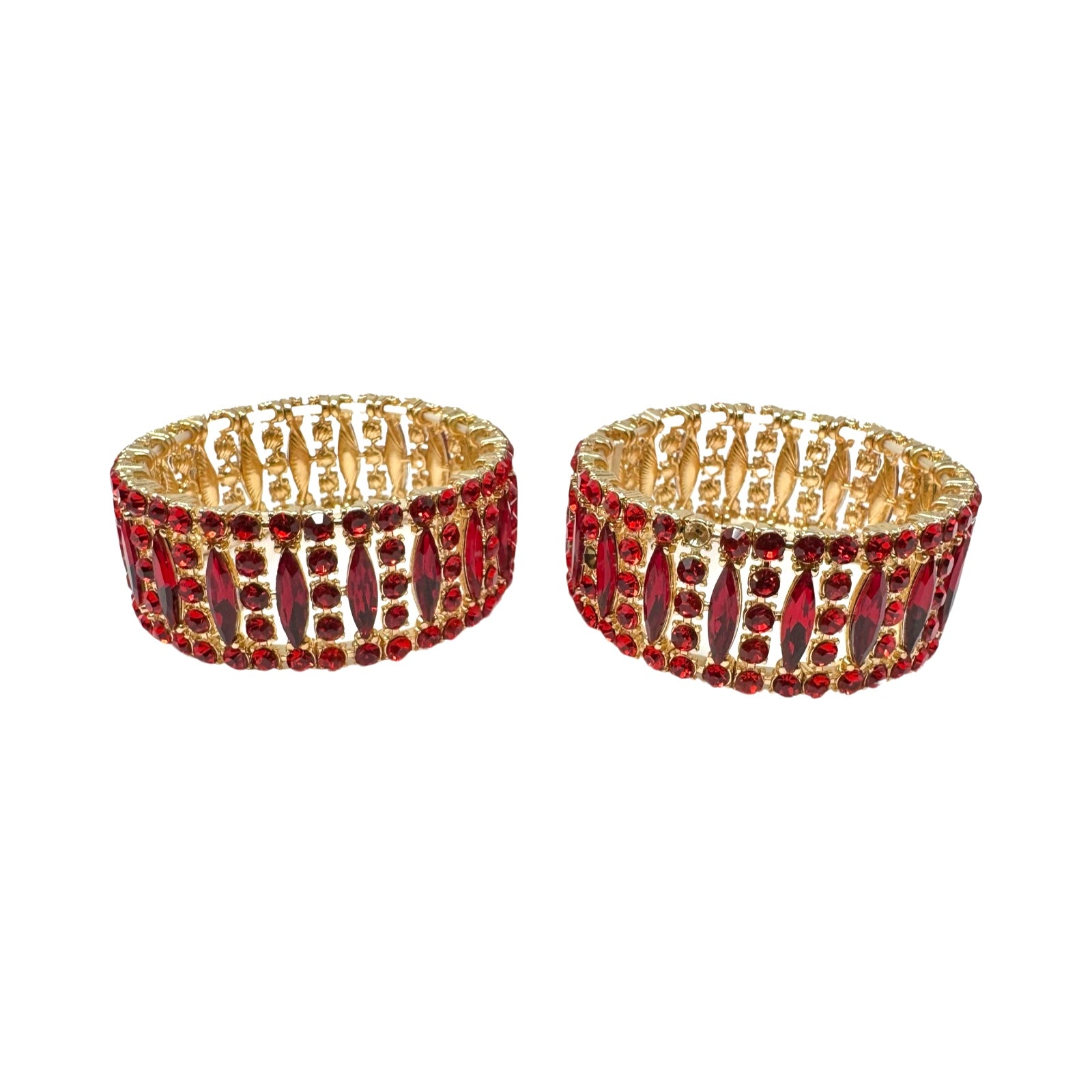 Red Rhinestone Embellished Bracelet Set