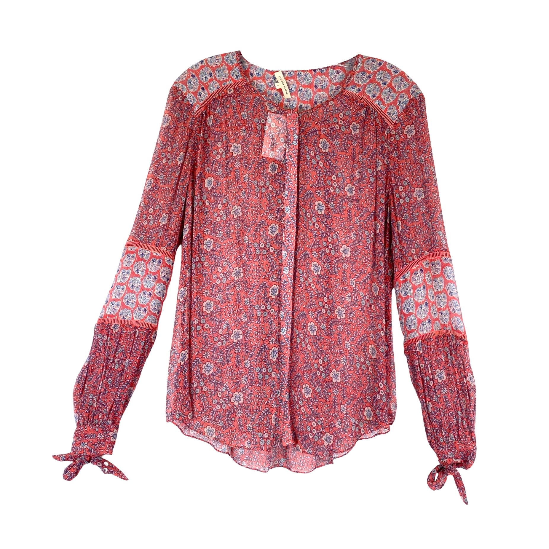 Rebecca Taylor Sheer Button Up Floral Top