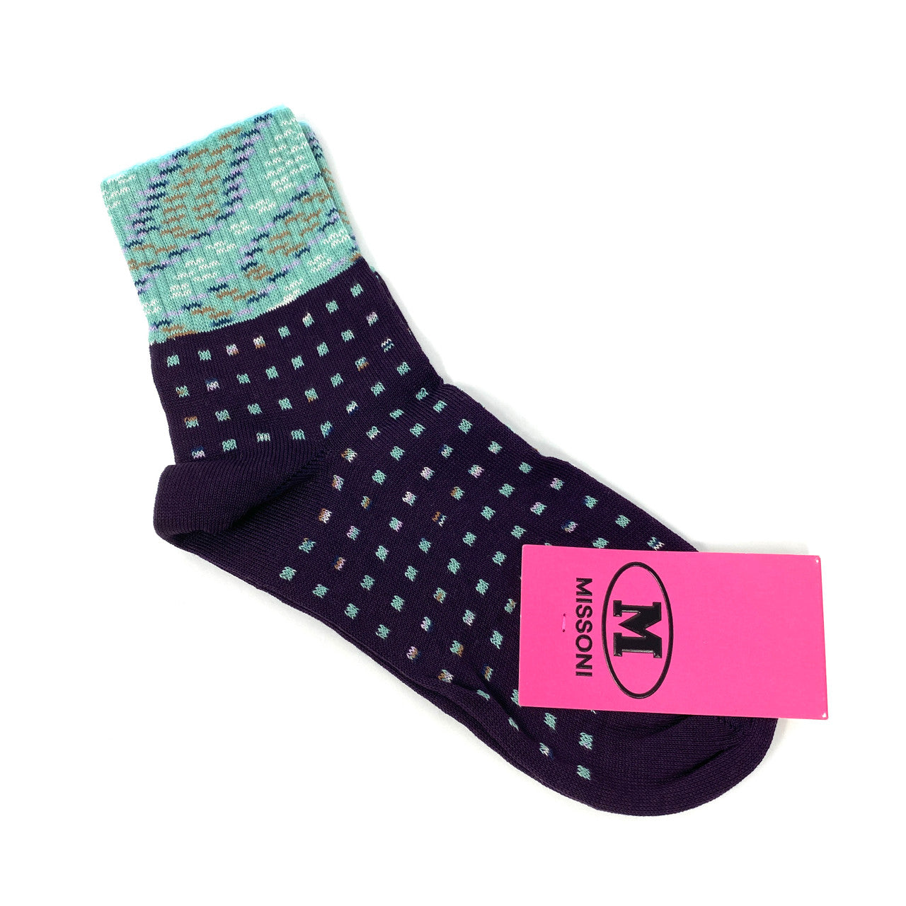Missoni Aqua and Purple Square Pattern Socks-Thumbnail