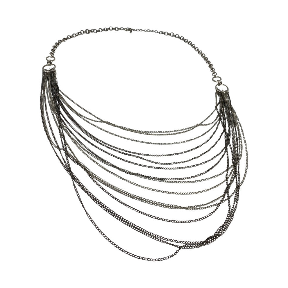 Layered Silver Tone Chain Necklace