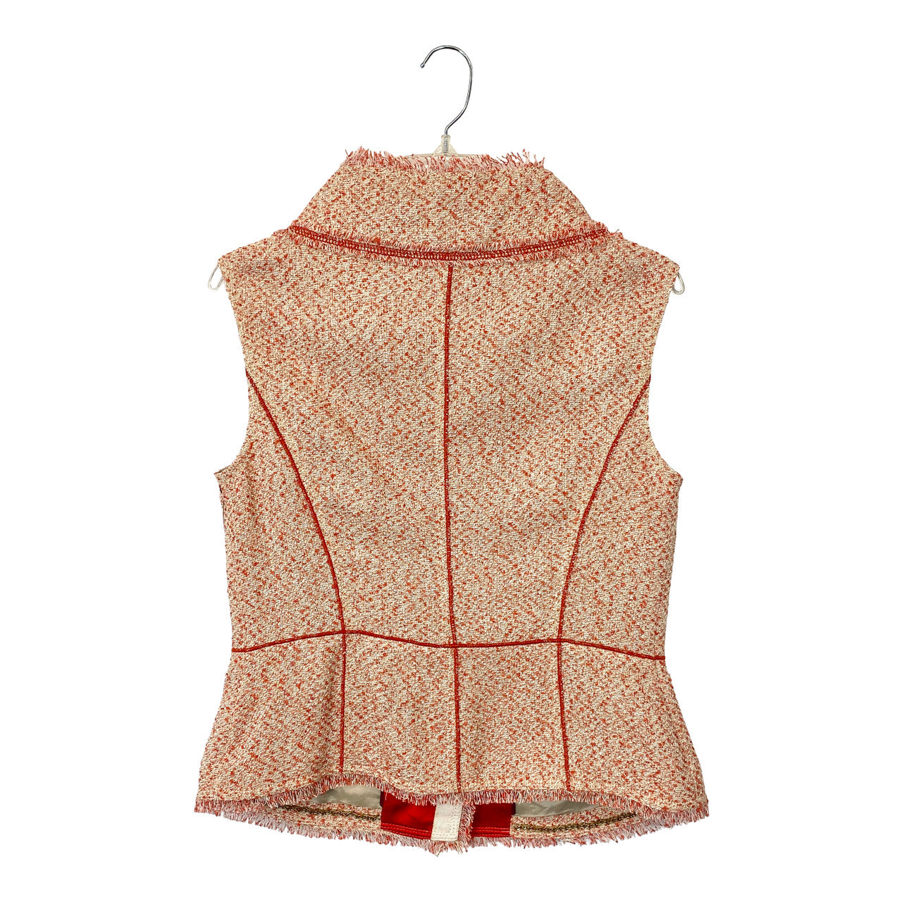 Magaschoni Cotton Tweed Fringed Vest- Back
