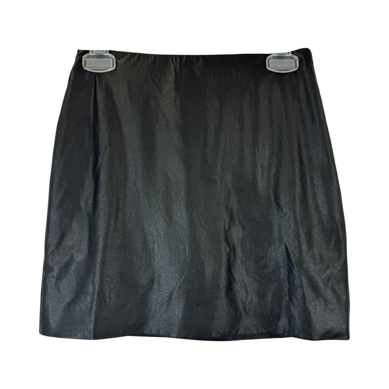 Something Navy Black Faux Leather Mini Skirt-Back