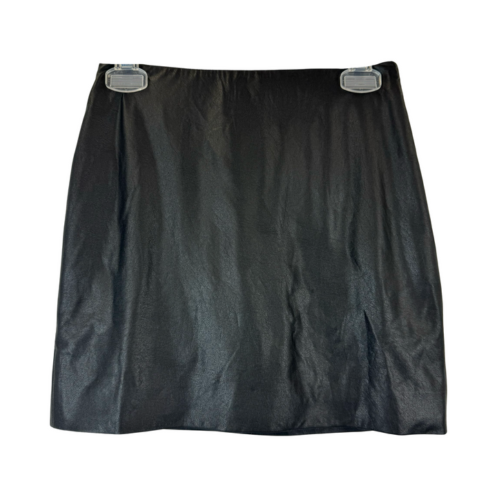 Something Navy Black Faux Leather Mini Skirt-Back