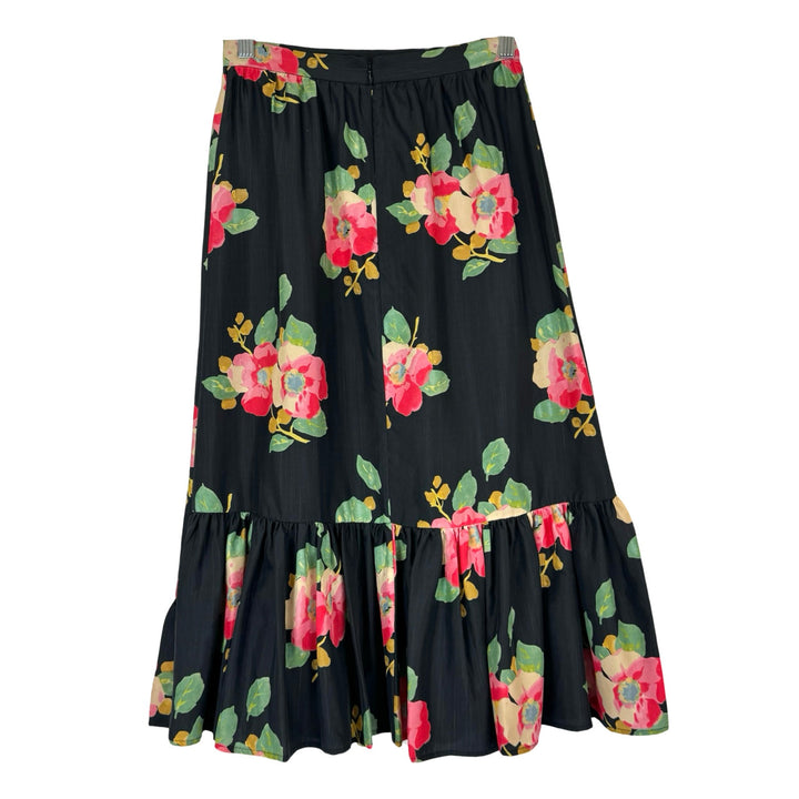 Manoush Floral Ruffle Silk Skirt-Back