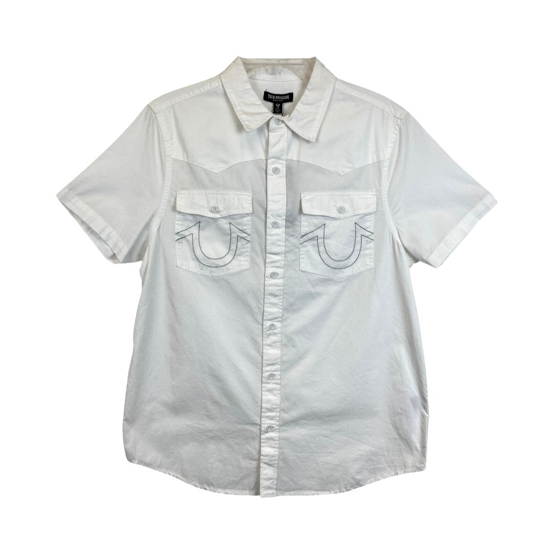 True Religion Woven Logo Short Sleeve Shirt-Thumbnail