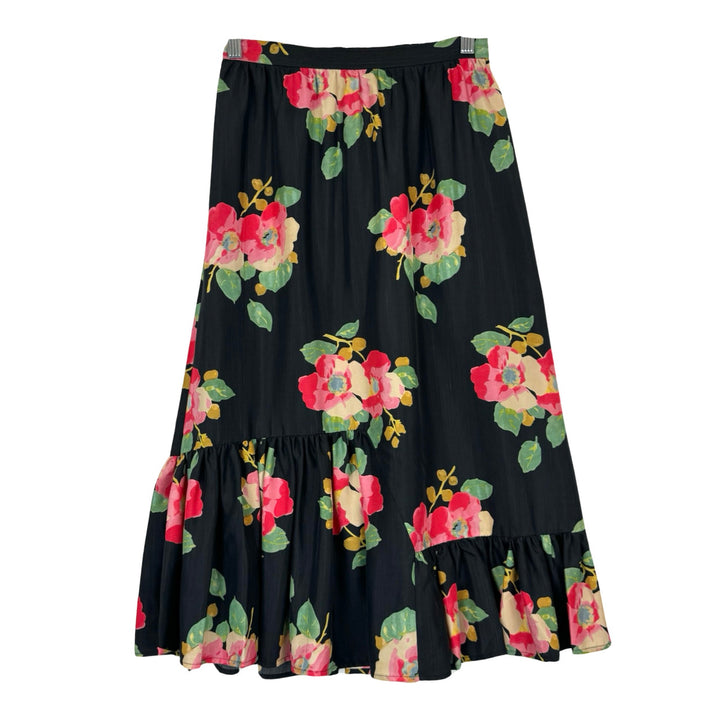 Manoush Floral Ruffle Silk Skirt-Thumbnail