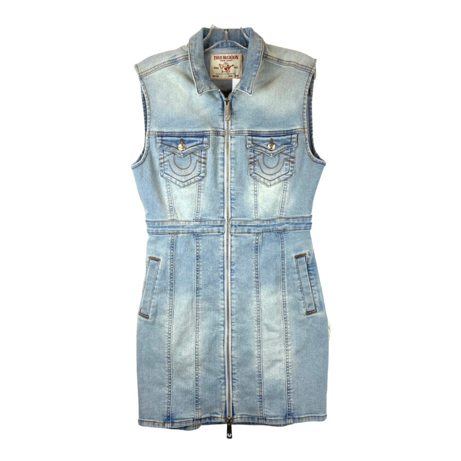 True Religion Zip up Denim Mini Dress-Thumbnail