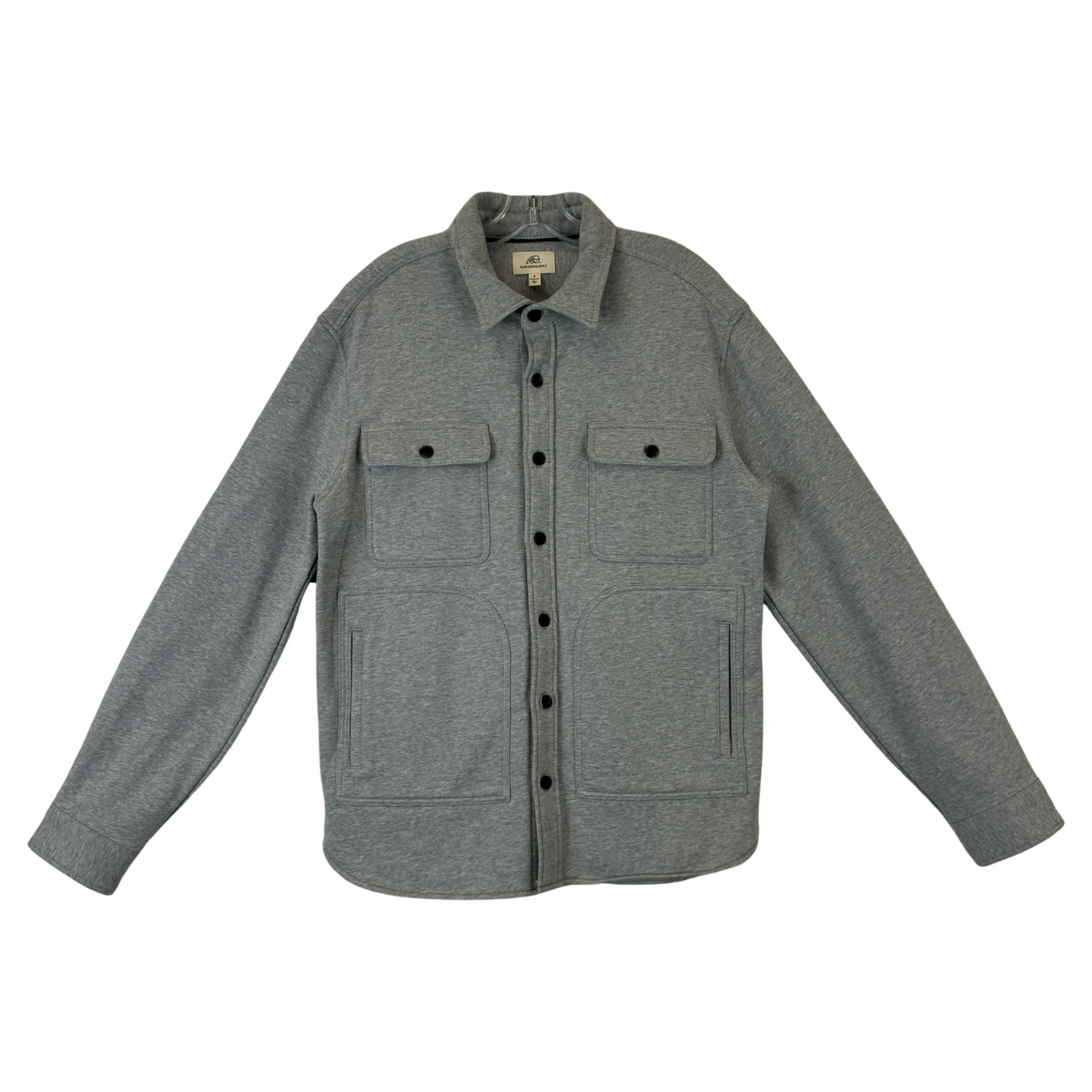 Surfside Supply Heavy Pocketed Cotton Button Down-Gray Front