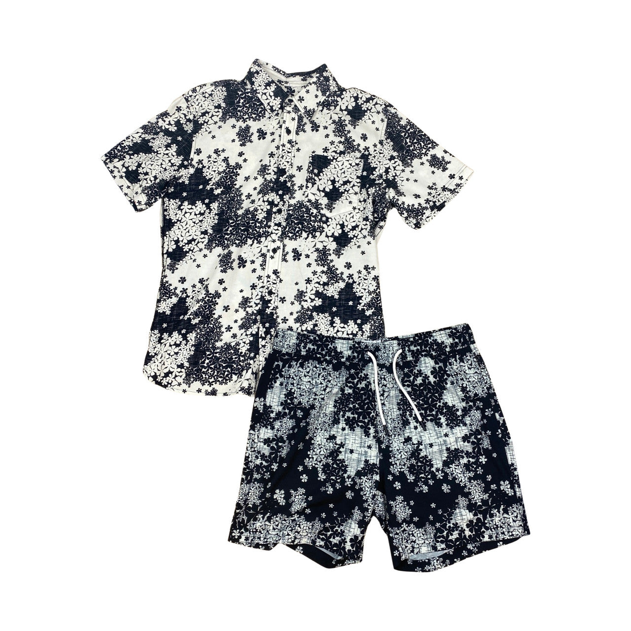 Surfside Supply Jet Black Floral Shirt And Short Set-Thumbnail