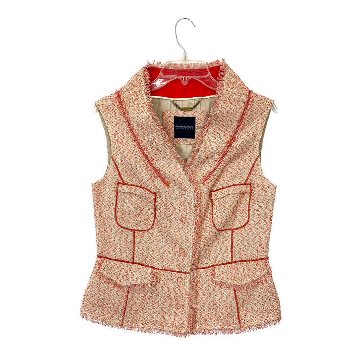Magaschoni Cotton Tweed Fringed Vest- Front