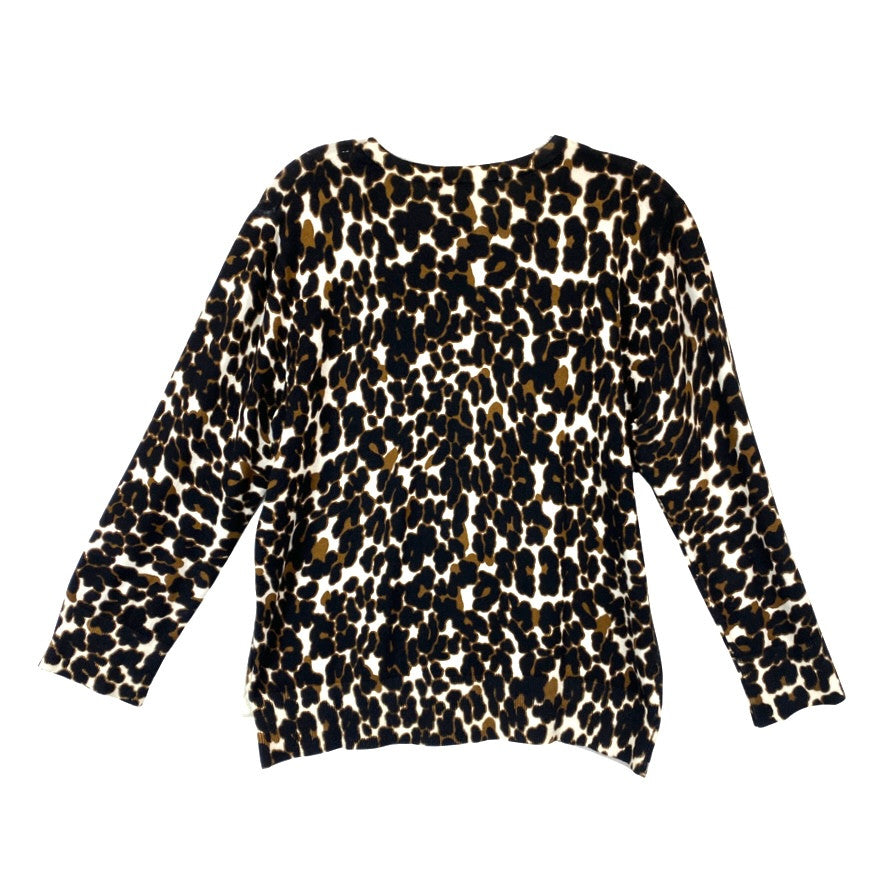 Cable & Gauge Leopard Print Cardigan-Back