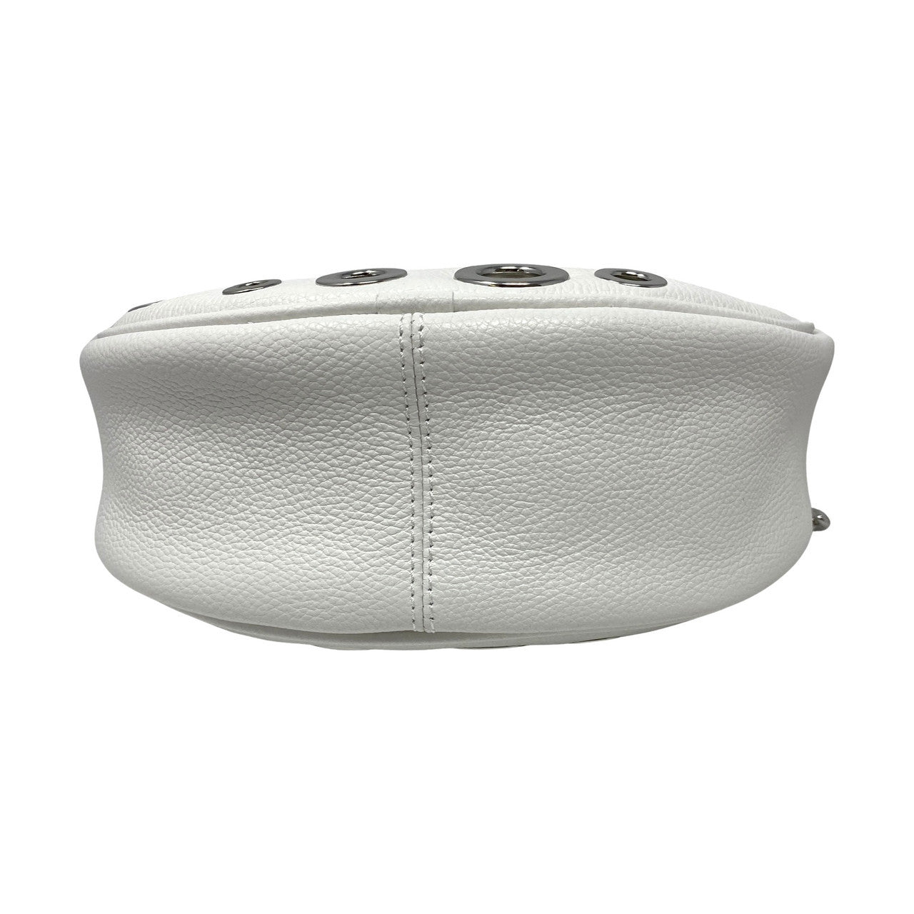 By Far Baby Cush White Grain Leather Eyelet Bag-Bottom