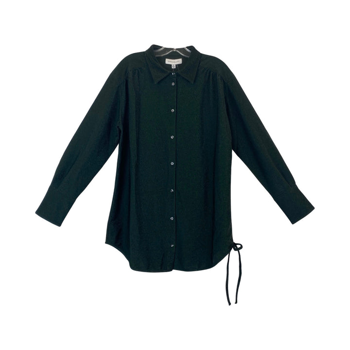 Something Navy Metallic Shirt and Pants Set-Green Shirt Front