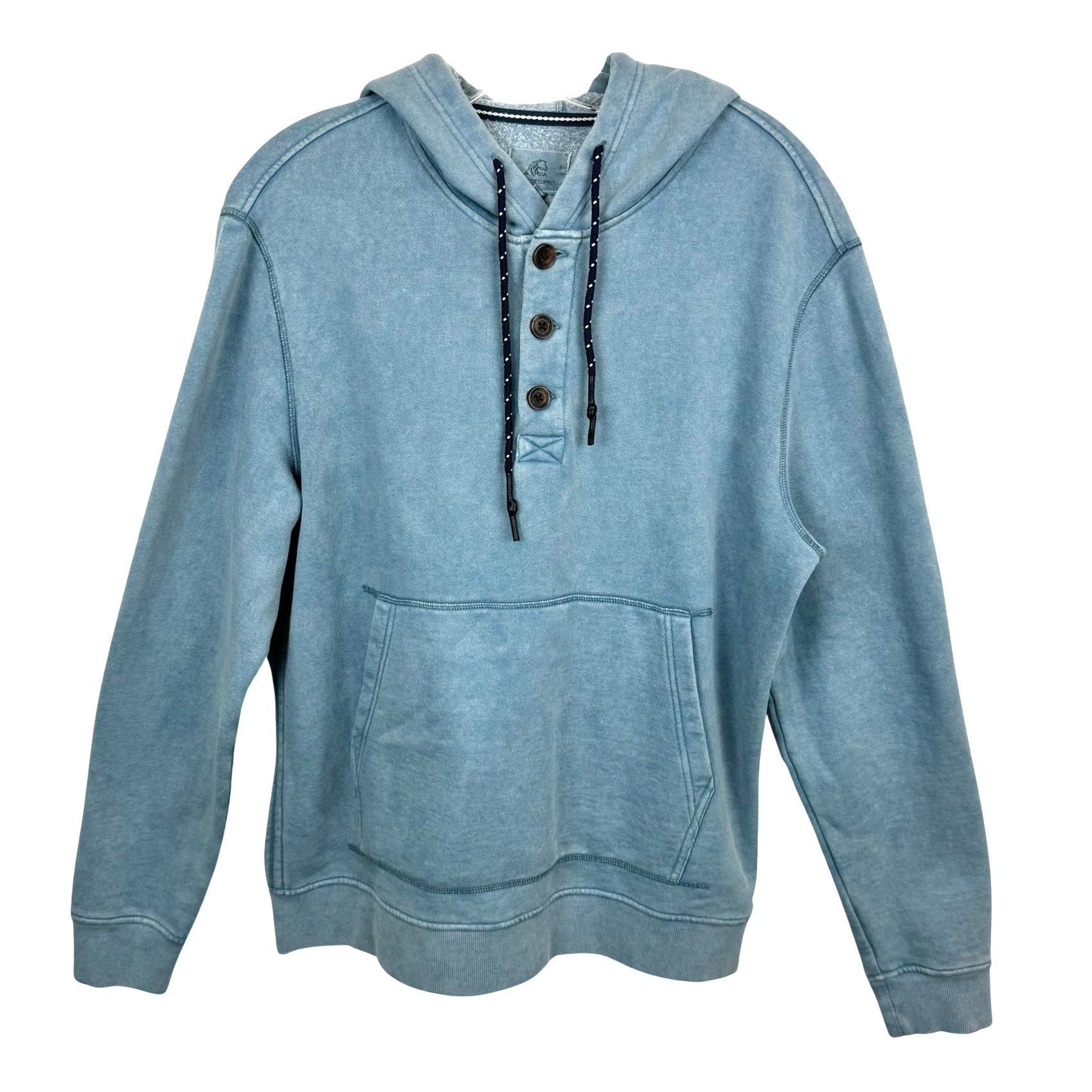 Surfside Supply Heavy Wash Hooded Henley-Blue Front