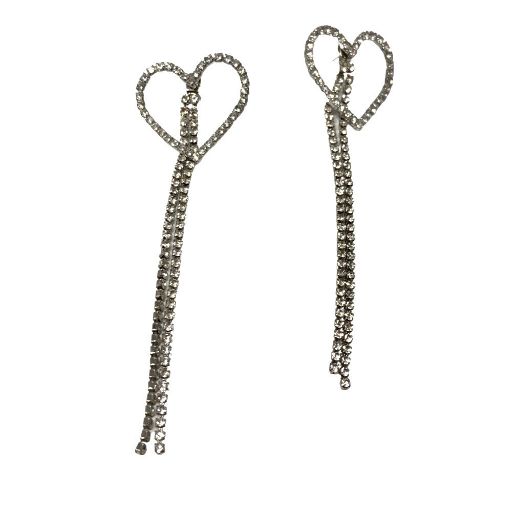 Shashi Heart Rhinestone Drop Earrings-Front