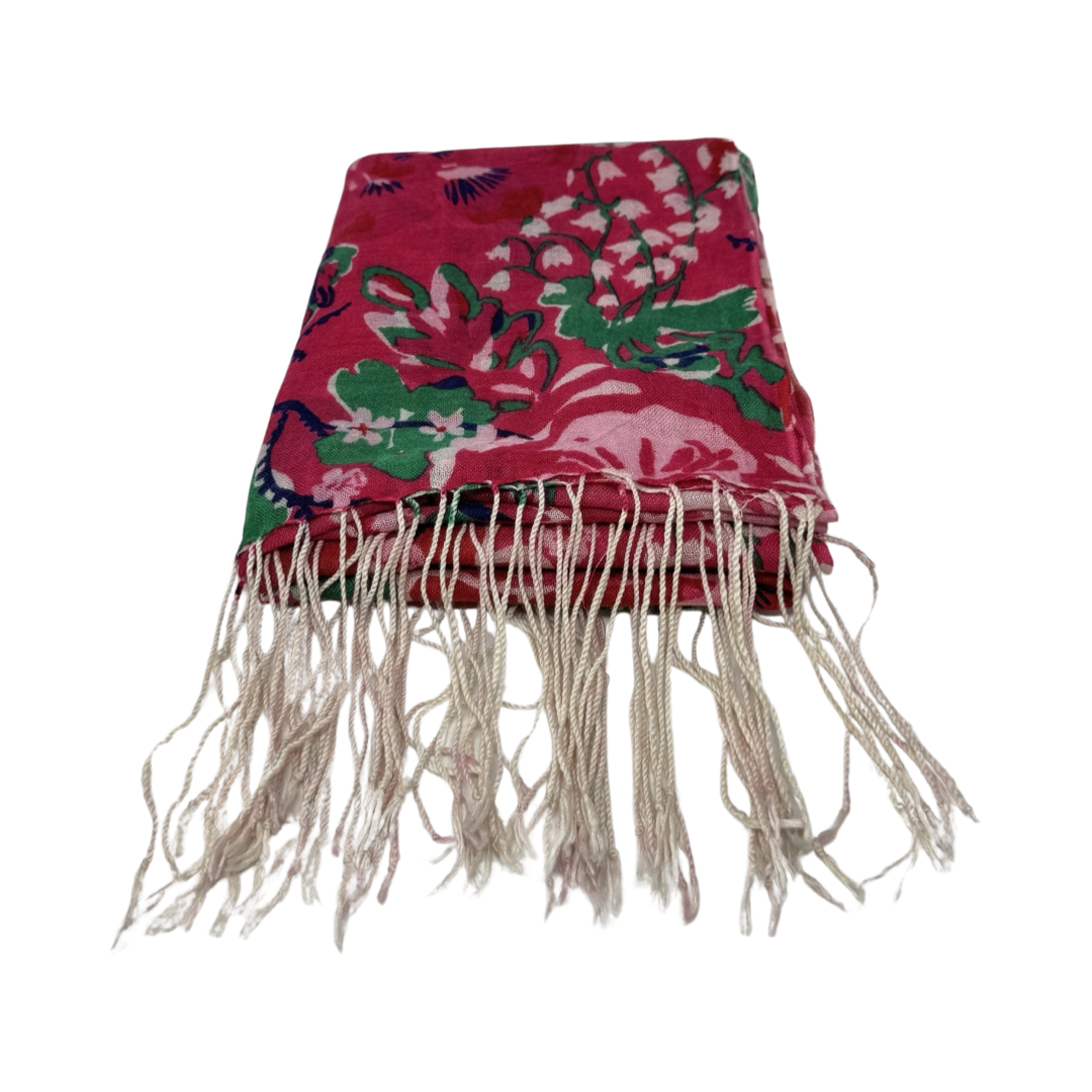 Floral & Fringe Oversized Scarf