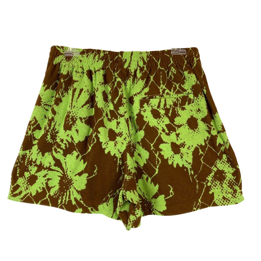 Urban Outfitters Terry Floral Intarsia Shorts-Green Back
