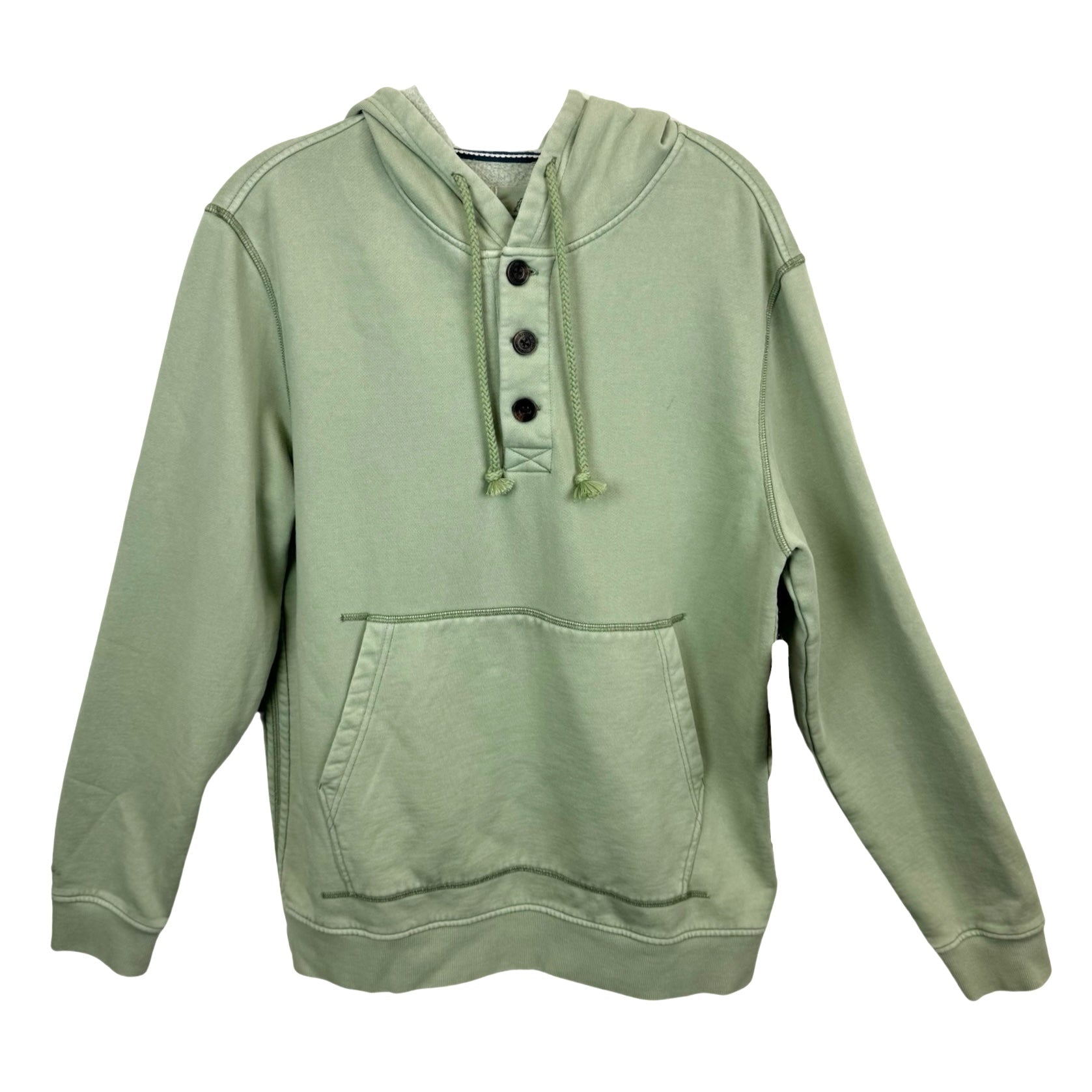 Surfside Supply Heavy Wash Hooded Henley-Green Front