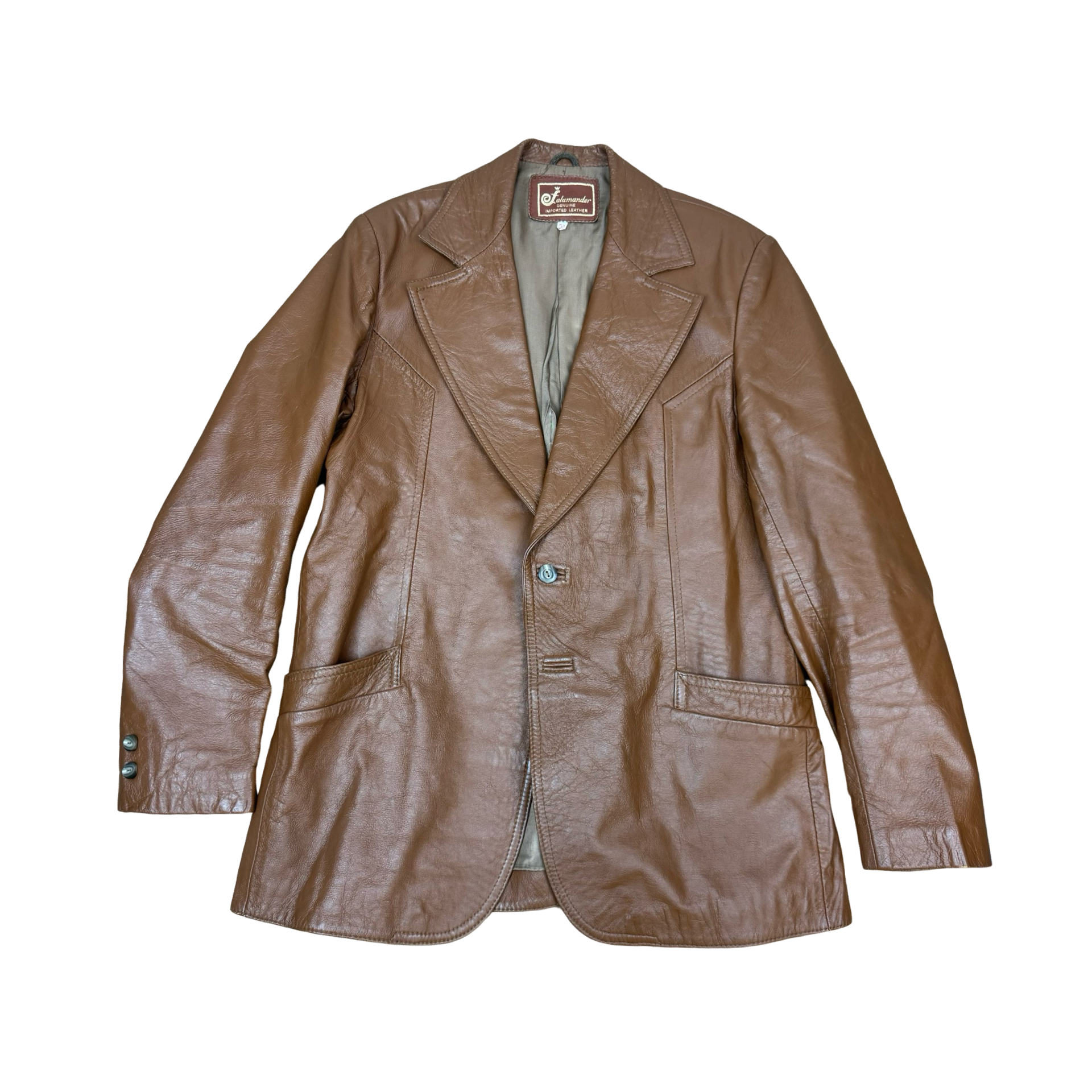 Vintage Salamander Leather Collared Jacket