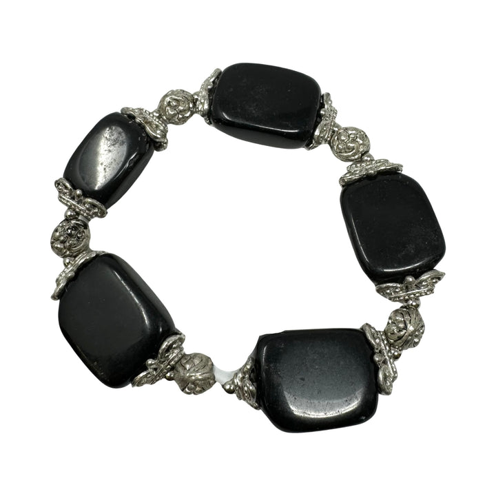 Flat Black Stone Bracelet