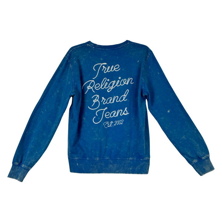 True Religion Antique Wash Pullover-Blue Back