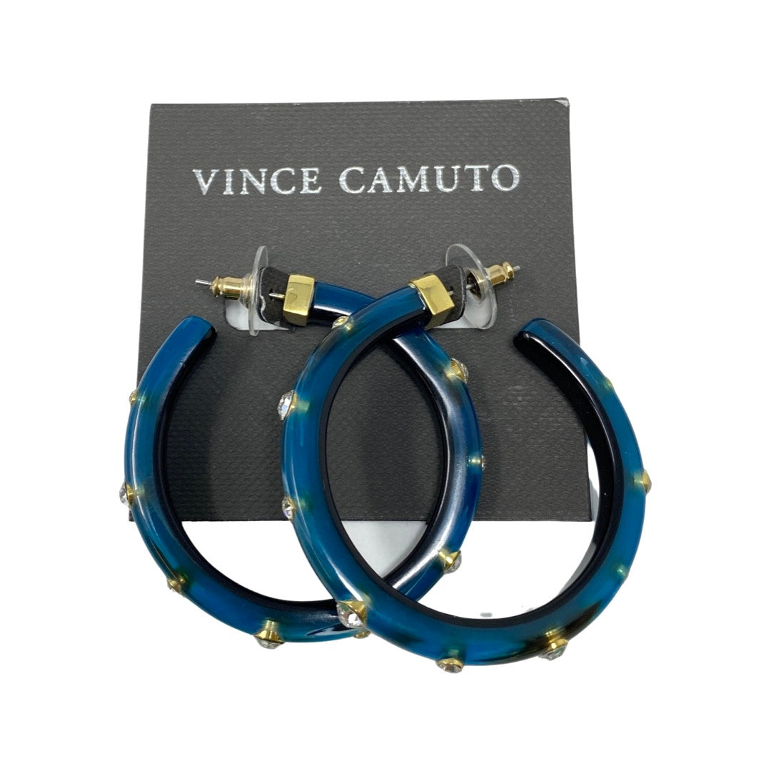 Vince Camuto Embellished Hoop Earrings-Blue