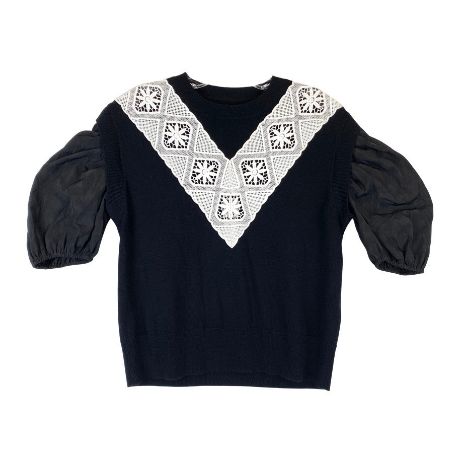 Lace Inset Knit Top-Thumbnail