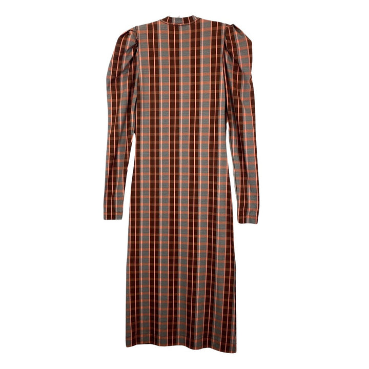 Tanya Taylor Fitted Plaid Midi Dress-Back