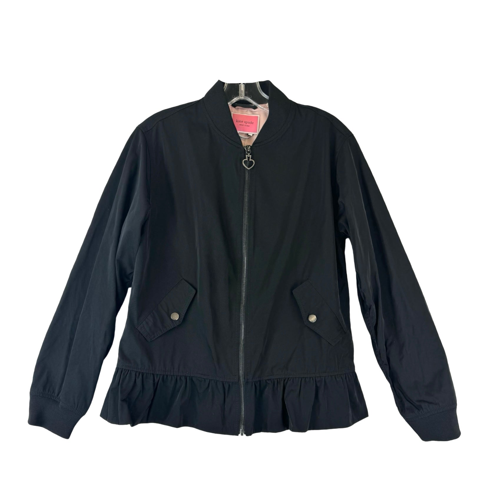 Kate Spade Twill Ruffled Hem Bomber Jacket