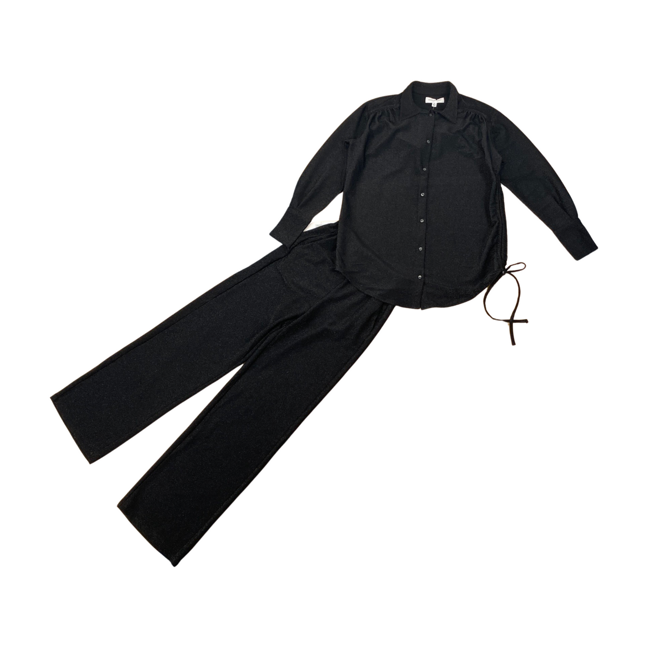 Something Navy Metallic Shirt and Pants Set-Black Set
