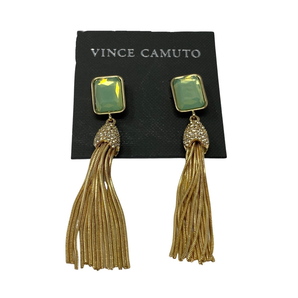 Vince Camuto Green Dangle Tassel Earrings-Thumbnail