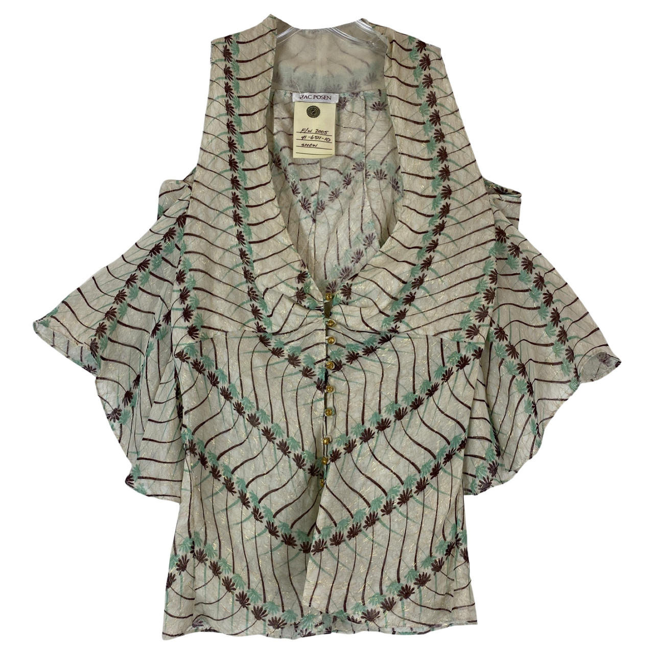 Zac Posen Printed Handkerchief Top-Green Front