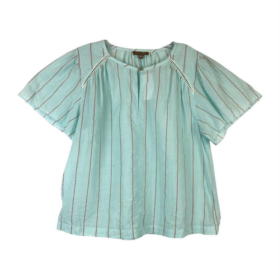 Lilla P Striped Tunic Top-Blue front