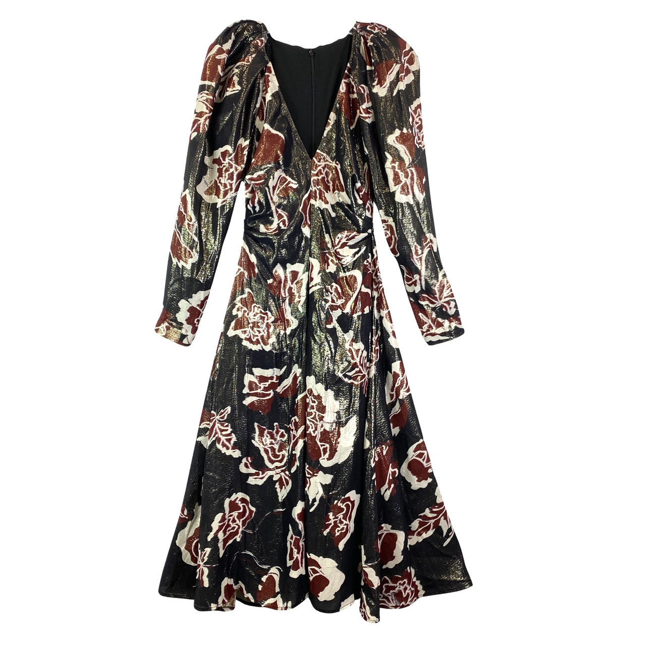 Tanya Taylor Annika Shimmer Floral Midi Dress-Front