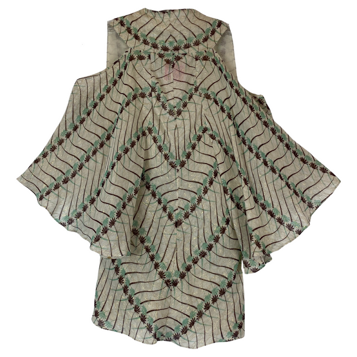 Zac Posen Printed Handkerchief Top-Green Back