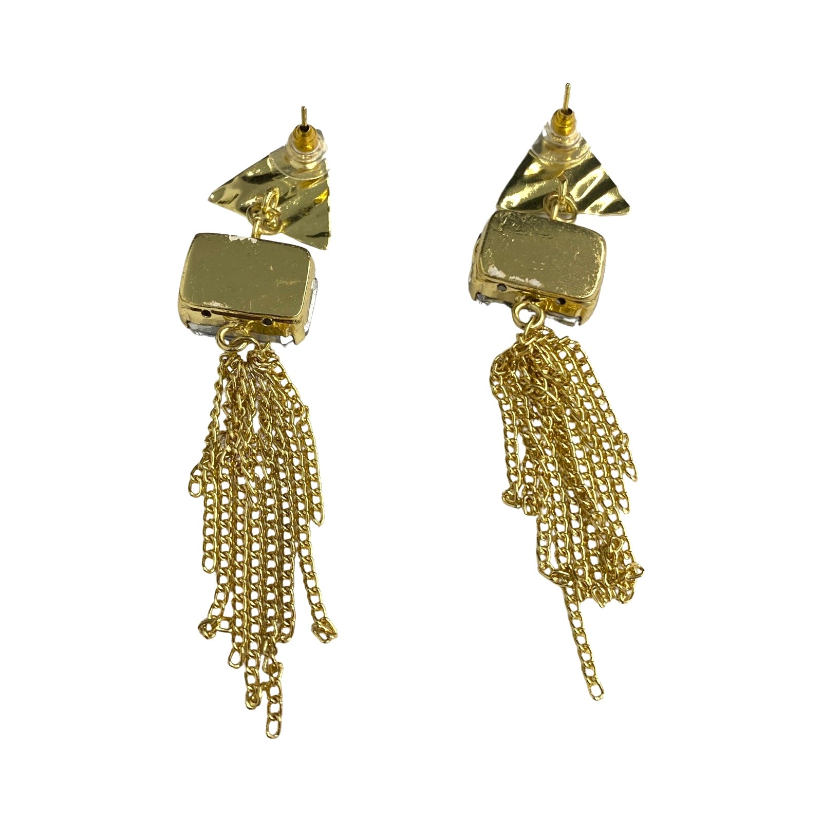 Triangle Stud Tassel Earrings